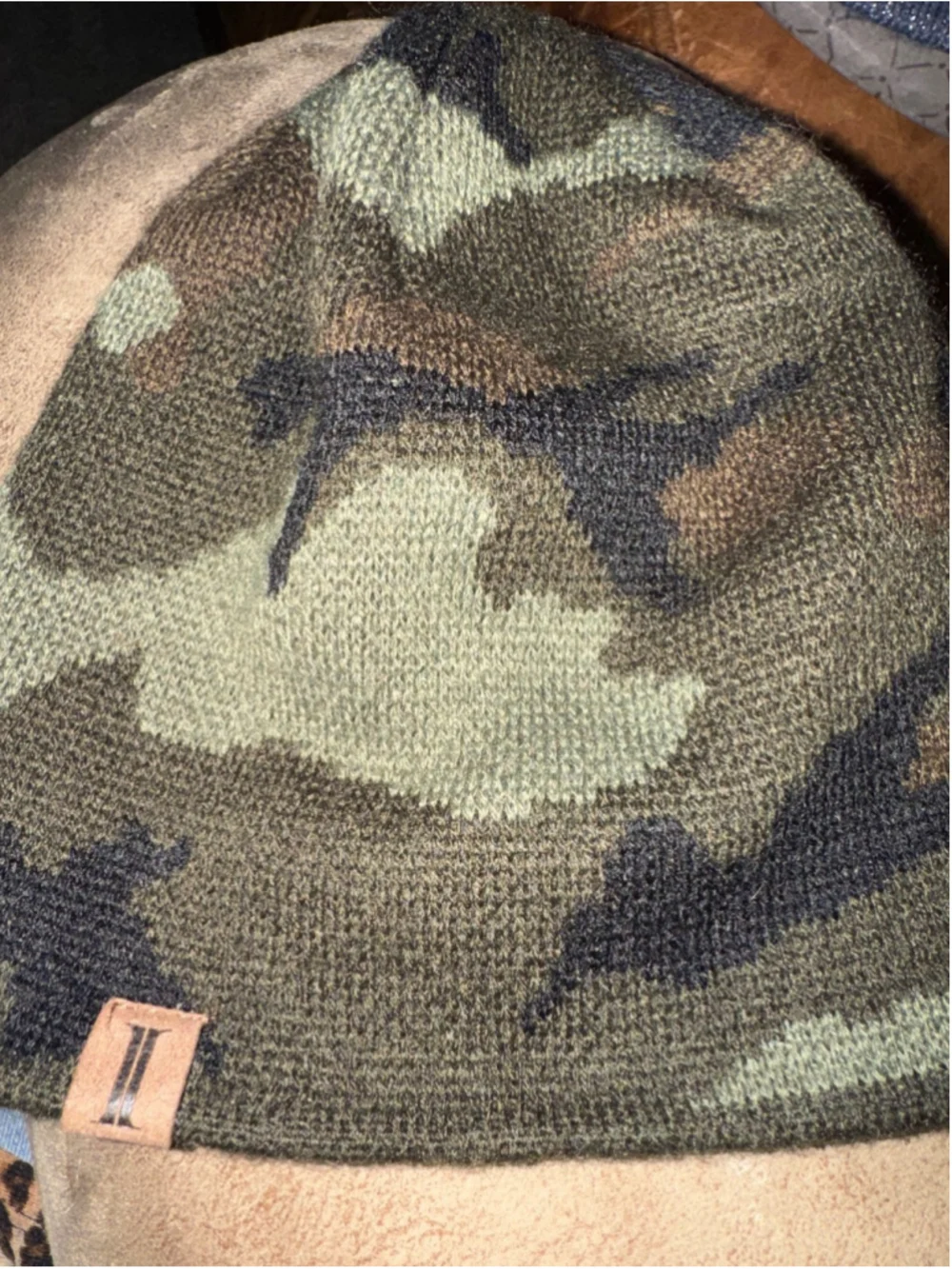 Camouflage Beanie Hat Green Gray Black Youth Teens Size M
